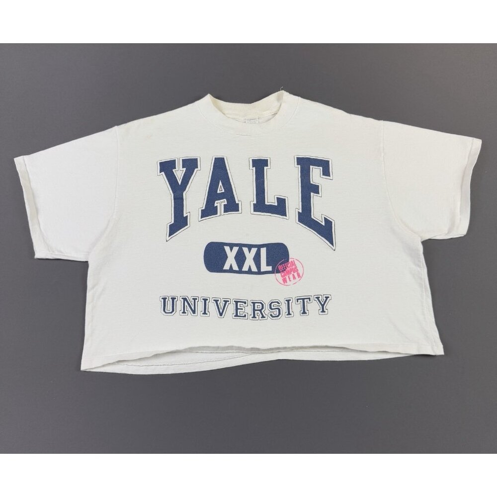 Vintage 90s YALE University XXL Womens Crop Top Shirt XL Fit NCAA Female